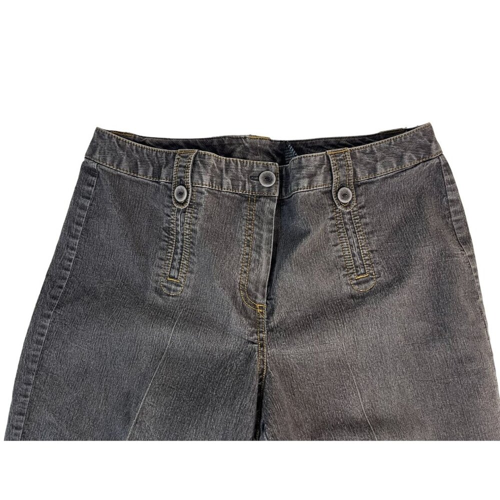New Directions Cotton Stretch Wide Leg Denim Jeans Women's 12 Black Medium Wash - Picture 2 of 7